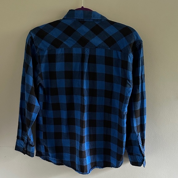 DC Kids Blue and Black Plaid Button Down Shirt - Picture 4 of 5